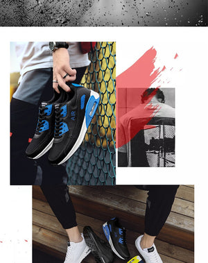 QGK New Men Casual Shoes Breathable Comfortable Fashion Men Shoes Air Cushion Lace-up Sneakers Lightweight Walking Sneakers