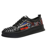 Hip Hop Men Fashion  Metal Graffiti Sneakers